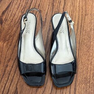 Franco Sarto Glossy Black Slingback Heels